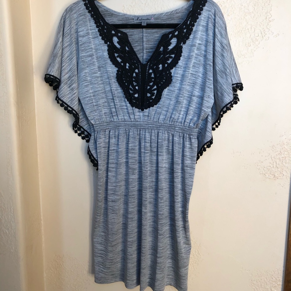 Boutique MadMadele Heather Gray Crochet Dress